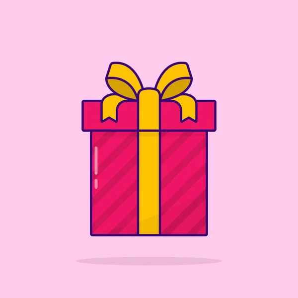 Barevná dárková krabička s mašlí. Red Present Box v zábalu. Překvapení k narozeninám, Nový rok, Svatba, Vánoce, Výročí. Plochý kreslený styl. Izolovaná vektorová ilustrace — Stockový vektor