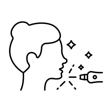 Laser Line Icon 'lu Sökücü Kadın Yüz Tüyleri. Kız Cildi Yüzü Çizgisel Piktogramı için Tıbbi Güzellik Terapisi. Lazer Kozmetoloji Ekipmanı Taslak Simgesi. Düzenlenebilir Vuruş. İzole Vektör İllüstrasyonu