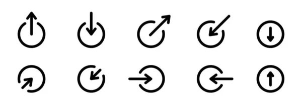 Share, Download Button for Social Media Line Icon. Šipka a kruh symboly nahrávání, Sdílet pro webové stránky osnovy Ikona. Vnější odkaz a kulatý symbol Repost Linear. Upravitelný tah. Vektorová ilustrace — Stockový vektor