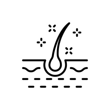 Folicle Shine Line Simgesi. Parlak Saç Folikül Taslak Simgesi. Keratin Etkisi Çizgisel Pictogram ile Saç Parlatıcısı. Düzenlenebilir Vuruş. İzole Vektör İllüstrasyonu