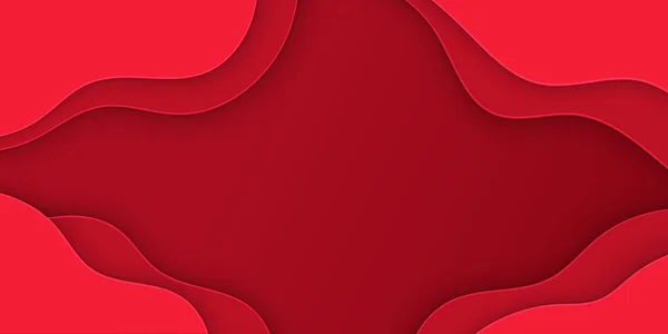 Papier rouge Découper le fond. Papercut Pattern in Curve Abstract Geometry Shape. Design moderne ondulé. Origami Art. Modèle, papier peint, mise en page pour le Web. Illustration vectorielle — Image vectorielle