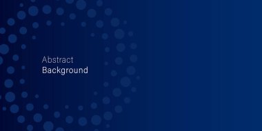 Mavi Spiral Noktalı Arkaplan. Circle Half-tone ile donanma mavi arka planı. Girdap Noktalı Gradyan Boş Arkaplan. Minimalist Moda Düzeni. Soyut Modern Tasarım. Vektör İllüstrasyonu