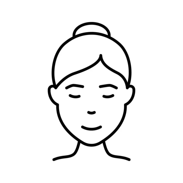 Frau oder Lady Line Ikone. Mädchen mit Schönheitsgesicht und Frisur lineares Piktogramm. Female Avatar Outline Icon for User Profile. Editierbarer Schlaganfall. Isolierte Vektorillustration — Stockvektor