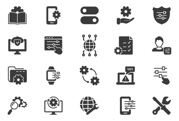 Semplice Set di Configurazione, Riparazione e Impostazioni Silhouette Icona. Ingranaggio, cacciavite e chiave inglese. Supporto tecnico, Impostazioni e Opzioni Concetto. Illustrazione vettoriale isolata — Vettoriale Stock