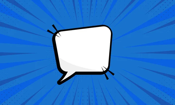 Retro Comic Bubble na tle Blue Pop Art. Cartoon Blank White Speech Bańka na SMS z Halftone. Izolowana ilustracja wektora — Wektor stockowy