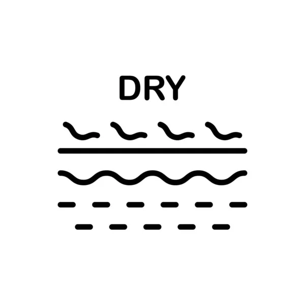 Icono de línea de piel seca. Pictograma lineal del problema de dermis deshidratado. Icono de contorno de estructura de piel agrietada, áspera, seca y en escamas. Trazo Editable. Ilustración vectorial aislada — Vector de stock