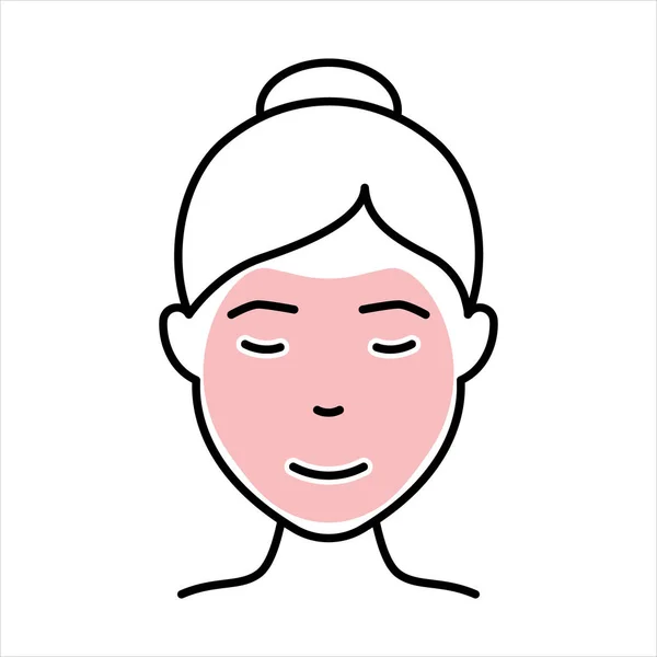 Beauty Cosmetic Face Mask for Girl Line Icon. Woman with Facial Sparkle Mask Outline Icon. Skin Care Routine, Hygiene and Moisturizing Concept. Editable Stroke. Isolated Vector Illustration — Vettoriale Stock