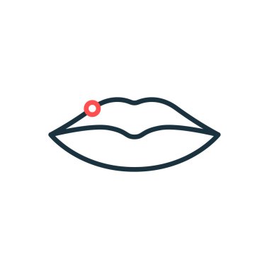 Herpes on Lips Line Icon. Acne, Blister and Painfully Pimple on Lips Outline Icon. Herpes Virus Disease and Infection on Face Skin. Editable Stroke. Isolated Vector Illustration