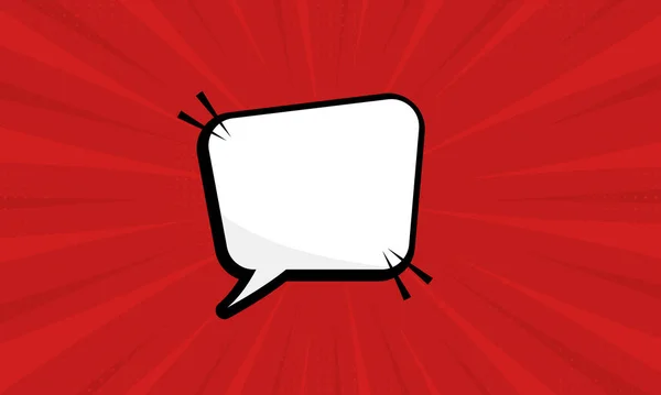 Retro Comic Bubble na tle Red Pop Art. Cartoon Blank White Speech Bańka na SMS z Halftone. Izolowana ilustracja wektora — Wektor stockowy