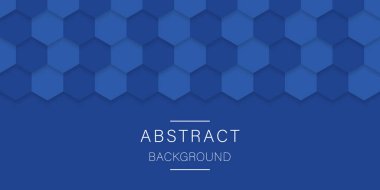 Mavi Altıgen Arkaplan. Altıgen Mavi Fütürist Şablon. Teknoloji, Bilim ve Kimya için Dijital Boş Mavi Sancak. Soyut Modern Duvar Kağıdı Tasarımı. Vektör İllüstrasyonu