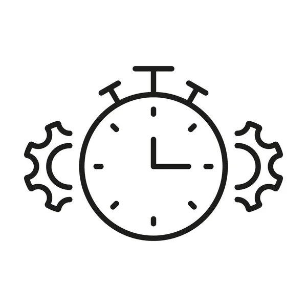 Gear és Clock Line ikon. Cog Wheel és Watch Time Határidő, Beállítások, Control Efficiency Concept Lineáris piktogram. Optimalizációs folyamat vázlat ikon. Szerkesztő Stroke. Elszigetelt vektor illusztráció — Stock Vector