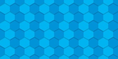 Gelecekçi Açık Mavi Altıgen Arkaplan. Kimya, Bilim ve Teknoloji için Dijital Boş Mavi Sancak. Soyut 3D Altıgen Parlak Mavi Desen. Modern Duvar Kağıdı Tasarımı. Vektör İllüstrasyonu