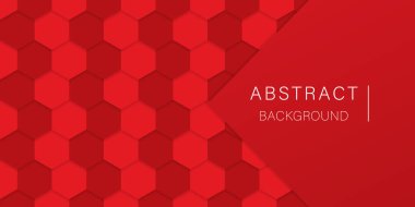 Kızıl Gelecek Geçmişi. Parlak Kırmızı Altıgen Arkaplan. Büyülü şekilli soyut teknoloji paterni. Modern Duvar Kağıdı Tasarımı. Vektör İllüstrasyonu