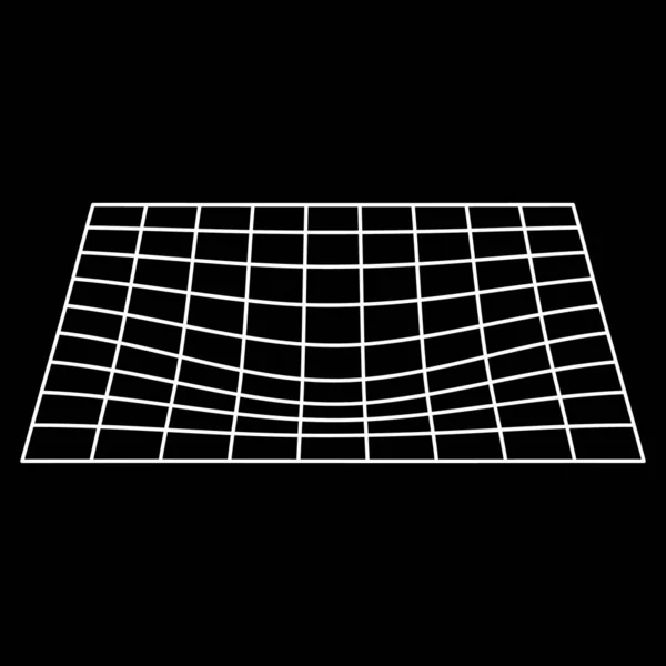Футуристический паттерн. 3-я геометрическая форма искривления с кривой. Белый Wave Grid на чёрном фоне. Абстрактный современный дизайн. Изолированная векторная иллюстрация — стоковый вектор