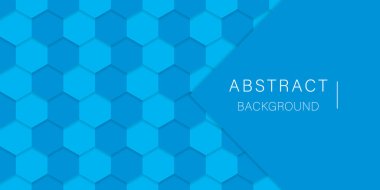 Gelecekçi Açık Mavi Altıgen Arkaplan. Altıgen parlak mavi desen. Bilim, Kimya ve Teknoloji için Dijital Boş Mavi Sancak. Soyut 3D Modern Duvar Kağıdı Tasarımı. Vektör İllüstrasyonu