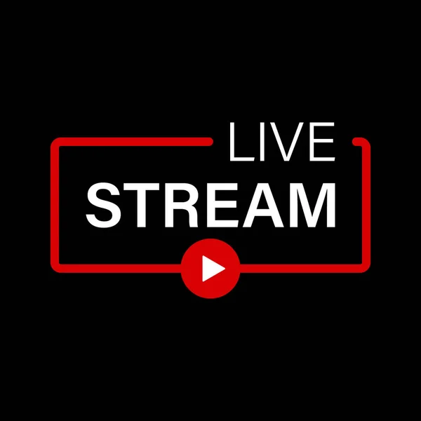 Red Live Line Stream Sign. Streaming TV Banner. Online Broadcast, News, Show, Channel Television. Symbol of Livestream. Isolated Vector Illustration — Stock Vector