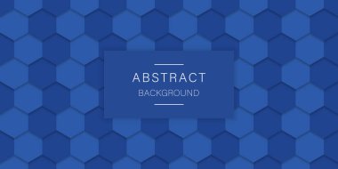 Kabartmalı Mavi Geleceğe Kalıp. Mavi Soyut Altıgen Arkaplan. Teknoloji, Bilim ve Kimya için Dijital Boş Mavi Sancak. Modern Duvar Kağıdı Tasarımı. Vektör İllüstrasyonu