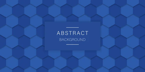 Geprezen Hexagonaal Blauw Futuristisch Patroon. Blauwe abstracte Hexagon achtergrond. Digitale Blanco Blauwe Banner voor Technologie, Wetenschap, Chemie. Modern behang ontwerp. Vector Illustratie — Stockvector