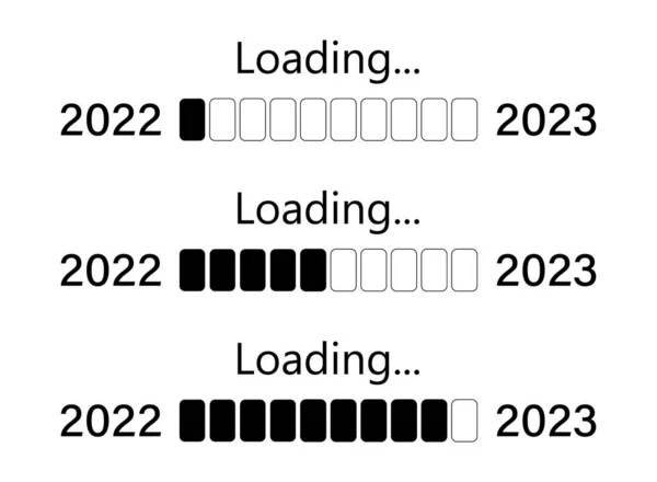 Conjunto de Feliz Ano Novo Bar Mostrando Carregando de 2022 a 2023. Banner de Natal em fundo branco. Ilustração Vectorial Isolada — Vetor de Stock