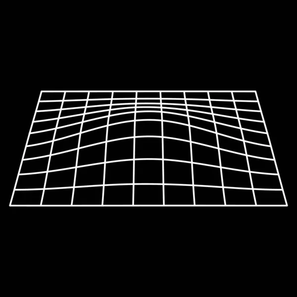 Искаженная структура решетки футуристического вифрама. Сетка с выпуклым искажением. Решетка Белой Волны. 3-я геометрическая форма искривления с кривой. Изолированная векторная иллюстрация — стоковый вектор