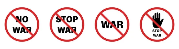 Czerwony Zakazany Znak. Powstrzymać wojnę i nie ma symbolu wojny. Przerwać ukraińską i rosyjską walkę. Żadnego znaku ostrzegawczego. Izolowana ilustracja wektora — Wektor stockowy
