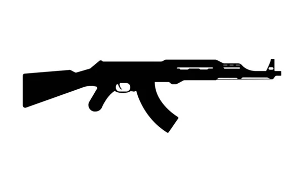 Ak47 Silhouette Icon. Kalashnikov Assault Rifle Pictogram. Russian Machine Gun Icon. Weapon Symbol. Steel War Ammunition. AK 47 Single Logo Design. Isolated Vector Illustration — Stock Vector