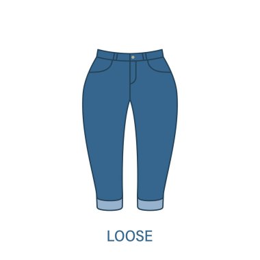 Gevşek Pantolon Tipi Kadın Pantolon Silueti Simgesi. Modern Kadın giyim tarzı. Moda giysisi. Güzel Kadın Pantolonu Tipi 'nden. Pantolon, bol pantolon. İzole Vektör İllüstrasyonu