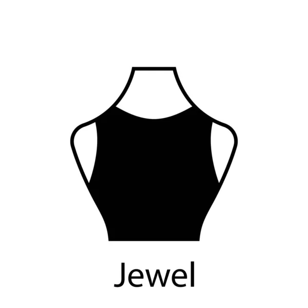 Klejnot typu Fashion Neckline dla kobiet bluzka, Ikona sylwetki sukienka. Czarny T-shirt, Top Crop na manekinie. Modny klejnot damski Typ szyjki. Izolowana ilustracja wektora — Wektor stockowy