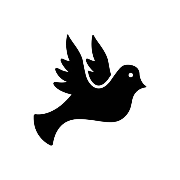 Holubičí symbol míru a svobody Silueta Ikona. Černý holub náboženský křesťanský piktogram. Létající Holubice Znamení lásky, víry, čistoty. Svatý Pták Glyph Icon. Izolovaná vektorová ilustrace — Stockový vektor