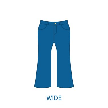 Geniş Pantolon Tipi Kadın Pantolonu Silueti Simgesi. Modern Kadın giyim tarzı. Moda giysisi. Güzel Kadın Pantolonu Tipi 'nden. Pantolon, bol pantolon. İzole Vektör İllüstrasyonu