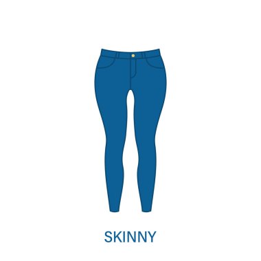 Dar Pantolon Tipi Kadın Pantolon Silueti Simgesi. Modern Kadın giyim tarzı. Moda giysisi. Güzel Kadın Pantolonu Tipi 'nden. Pantolon, bol pantolon. İzole Vektör İllüstrasyonu