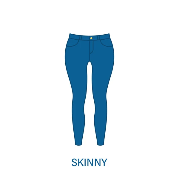 Spodnie typu Skinny Spodnie typu Spodnie Ikona sylwetki. Nowoczesny styl odzieży kobiet. Moda Zwykła Odzież. Piękny typ kobiecych spodni jeansowych. Spodnie, luźne spodnie. Izolowana ilustracja wektora — Wektor stockowy