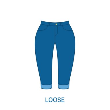 Gevşek Pantolon Tipi Kadın Pantolon Silueti Simgesi. Modern Kadın giyim tarzı. Moda giysisi. Güzel Kadın Pantolonu Tipi 'nden. Pantolon, bol pantolon. İzole Vektör İllüstrasyonu