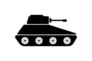 Askeri Tank Siluet Simgesi. Panzer Araç Kuvveti Pictogram. Tank Ordusu Siyah Sembol. Silahlı Makine Silahları Simgesi. Ordu Ulaşım Logosu. Savunma Savaş Mühimmatı. İzole Vektör İllüstrasyonu