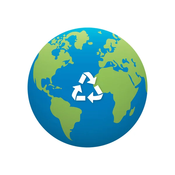Planet Environment Sign Save Green Earth Concept. Green World Symbol. Eco Global Recycle Sign. Protect Nature. Isolated Vector Illustration — ストックベクタ