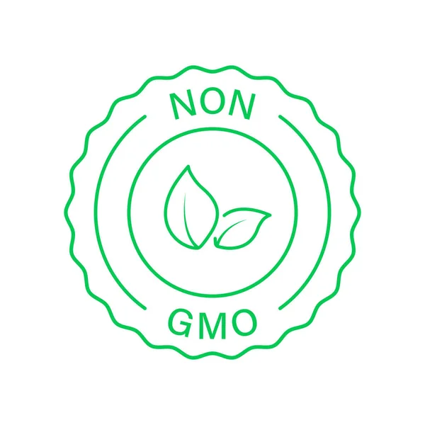 Non Gmo Label, Only Natural Organic Product Line Icon. Gmo Free Green Label. No hay señal modificada genéticamente. Logo de Gmo orgánico gratuito. Leaf Sign Healthy Vegan Bio Food (en inglés). Ilustración vectorial aislada — Vector de stock