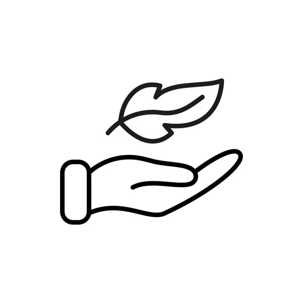 Lightweight Feather on Hand Line Icon. Soft Delicate Sensitive Plumelet Linear Pictogram. Light Weight Outline Symbol. Easy Smooth Feather. Editable Stroke. Isolated Vector Illustration — 스톡 벡터