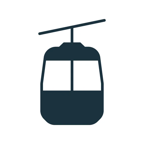 Cable Car για Mountain Ski Silhouette Εικόνα. Γόνδολα, Funicular, Cableway, Lift Glyph Pictogram. Σύμβολο του τελεφερίκ. Ropeway Μαύρο σημάδι για χειμερινό τουρισμό και αναρρίχηση. Μεμονωμένη απεικόνιση διανύσματος — Διανυσματικό Αρχείο