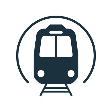 Siyah Siluet Simgesindeki Metro Treni. Metro İstasyonu Glyph Pictogram. Elektrik Toplu Taşıma Simgesi Yeraltı İstasyonu Sembolü. Logo Metro. İzole Vektör İllüstrasyonu