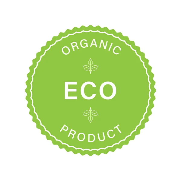 Eko Organik Ürün Yeşil Pul. Biyolojik Taze Vejetaryen Eko Gıda Etiketi. Ekoloji Malzemeleri Kalite Etiketi. Sağlıklı Çevre Gıda Sembolü. Doğa Garanti Logosu. İzole Vektör İllüstrasyonu — Stok Vektör