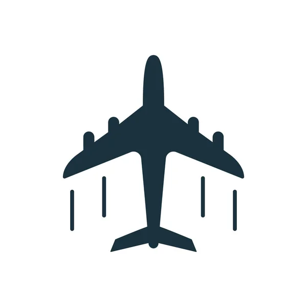 Black Fly Airplane Silhouette Icon. Aviation Travel Glyph Pictogram. Aircraft Simple Icon on White Background. Jet Air Plane Symbol. Cargo Black Airline Sign. Isolated Vector Illustration — Image vectorielle