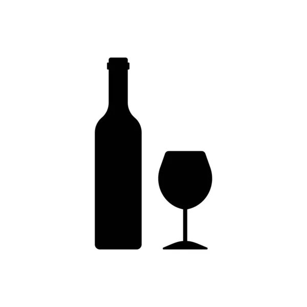 Butelka Wina Szklana Ikona Czarnej Sylwetki Wineglass Red Vine Butelki — Wektor stockowy