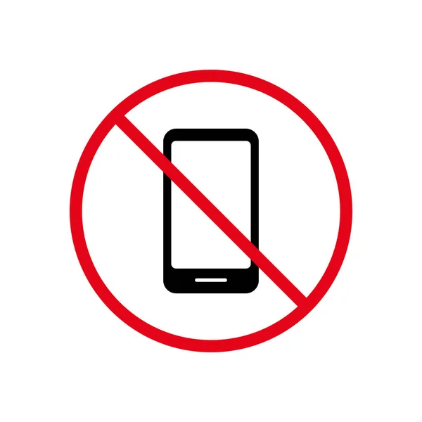 Žádný Smartphone Black Silhouette Ban Icon. Telefon Mobilní telefon Zakázaný piktogram. Žádný symbol červeného zastavení mobilního telefonu. Podpis chytrého telefonu není povolen. Mobil zakázán. Izolovaná vektorová ilustrace — Stockový vektor