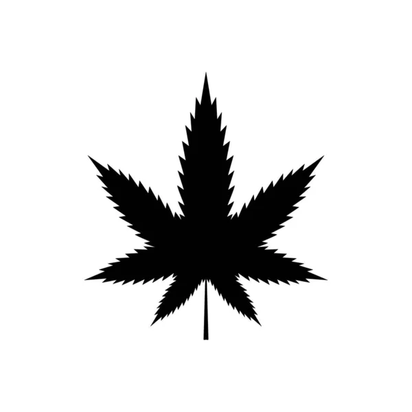 大麻叶Sativa烟雾黑色轮廓图标。医疗用草大麻象形文字。药用天然植物大麻CBD扁平符号.哈希什上瘾。大麻签署。孤立的病媒图解 — 图库矢量图片