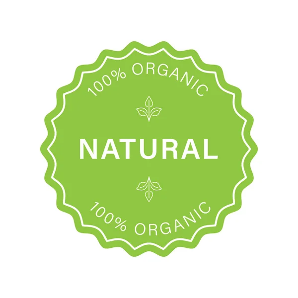 Natural Organic Product Green Stamp. Eco Friendly Healthy Food Label. Pure Symbol. Quality Fresh Natural Ingredients Sticker. 100 Percent Nature Certified Logo. Isolated Vector Illustration — Image vectorielle