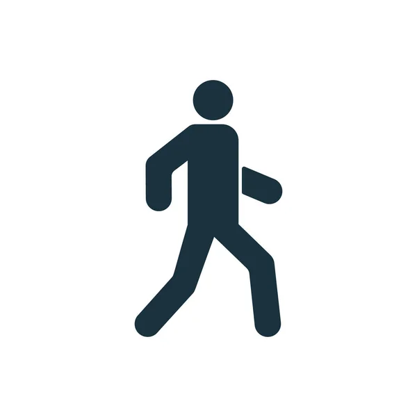 Hombre caminando camino silueta negro icono. Persona Ejecutar Pictograma de Glifos. Paseo peatonal en la calle. Símbolo de la gente de la pasarela. Walker Human en la carretera. Ejercicio de Atleta. Ilustración vectorial aislada — Vector de stock