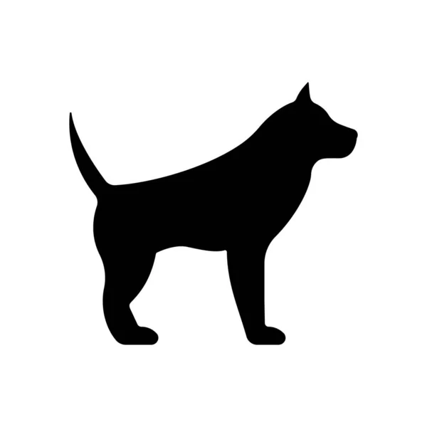 Purebred Doggy Retriever Staande Vlakke Symbool. Hondenpup huiselijk gelukkig zwart silhouet icoon. Het Big Dog logo. Mammal Labrador Animal Pet Cute Shape Glyph Pictogram. Geïsoleerde vectorillustratie — Stockvector