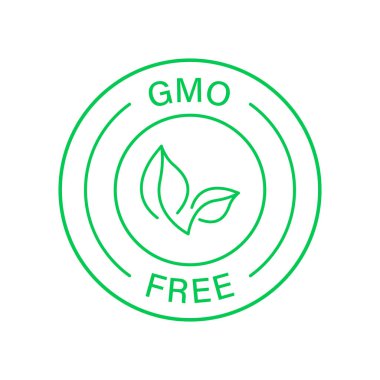 Non Gmo Label, Sadece Doğal Organik Ürün Hattı Simgesi. Gmo Free Green Label. Genetik olarak değiştirilmiş işaret yok. Organik Gmo Logosu. Yaprak İşareti Sağlıklı Vegan Biyolojik Yemekleri. İzole Vektör İllüstrasyonu