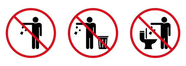 Do Not Throw Trash in Toilet Sign Silhouette Icon. Forbidden Throw Rubbish, Waste, Garbage Symbol. Warning Please Drop Litter in Bin Icon. Keep Clean Glyph Pictogram. Isolated Vector Illustration — Stockvektor