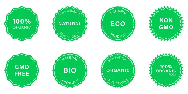 Healthy Organic Vegan Food Silhouette Icon. Natural Product Eco Stamp Logo. 100 Percent Ecology Cosmetic Green Icon. Gmo Free Label. Bio Herbal Sticker. Non Gmo Badge. Isolated Vector Illustration — Stock Vector